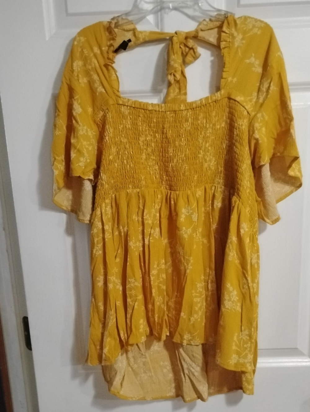 Torrid Mustard Yellow Floral Smocked Tunic